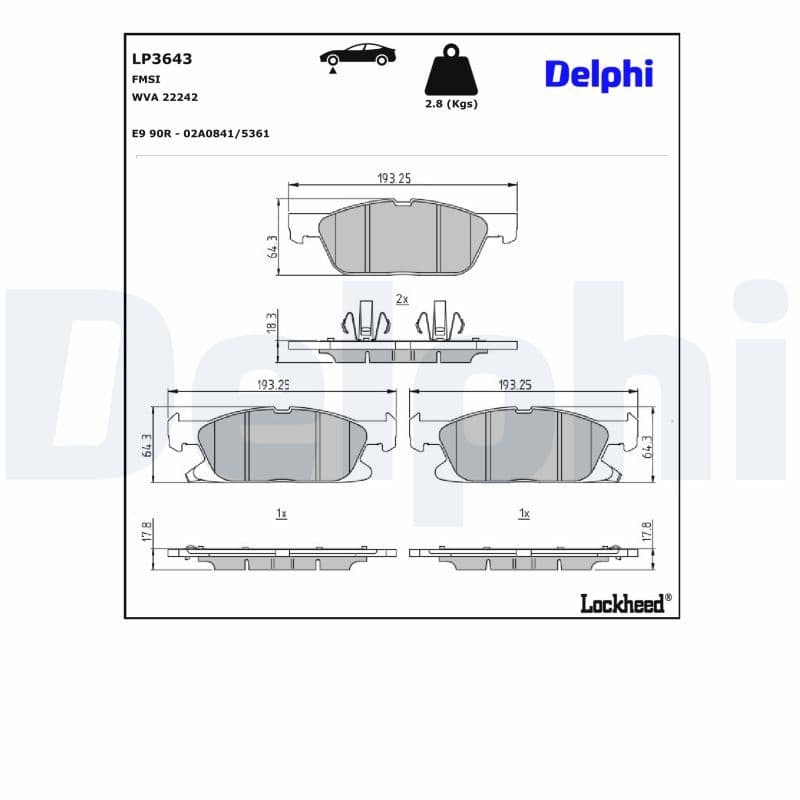 set placute frana,frana disc DELPHI LP3643