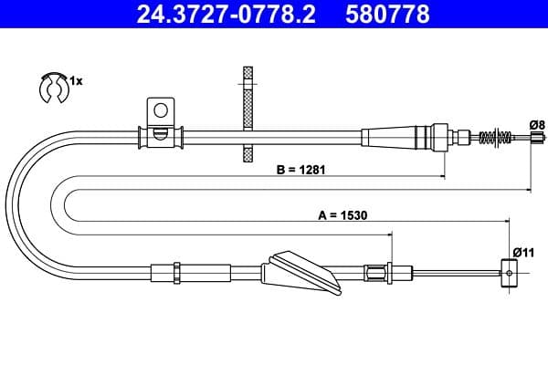 Cablu, frana de parcare ATE 24.3727-0778.2