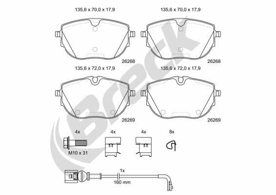 set placute frana,frana disc BRECK 26268 00 703 00