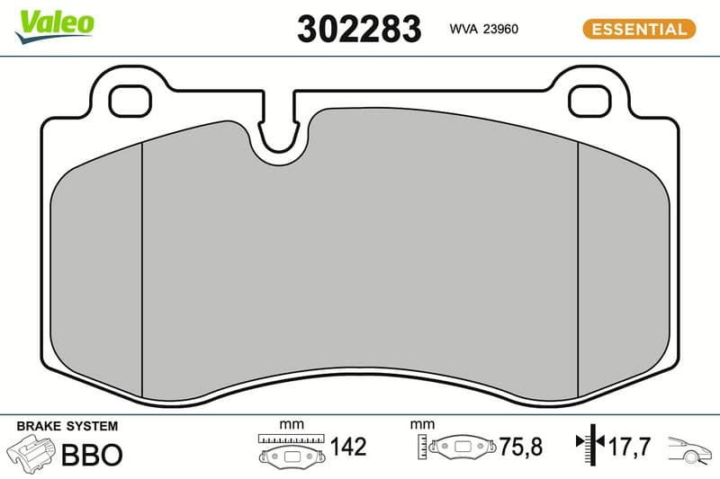set placute frana,frana disc VALEO ESSENTIAL 302283