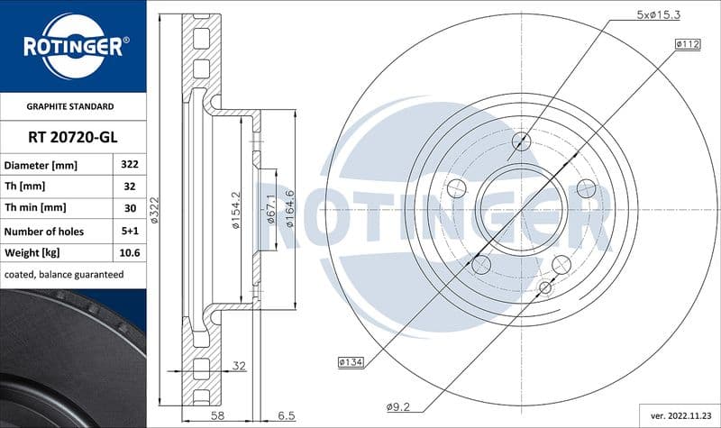 Disc frana ROTINGER GRAPHITE LINE RT 20720-GL