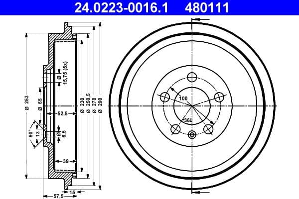 Tambur frana ATE 24.0223-0016.1