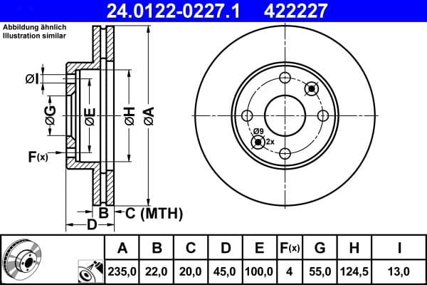 Disc frana ATE 24.0122-0227.1
