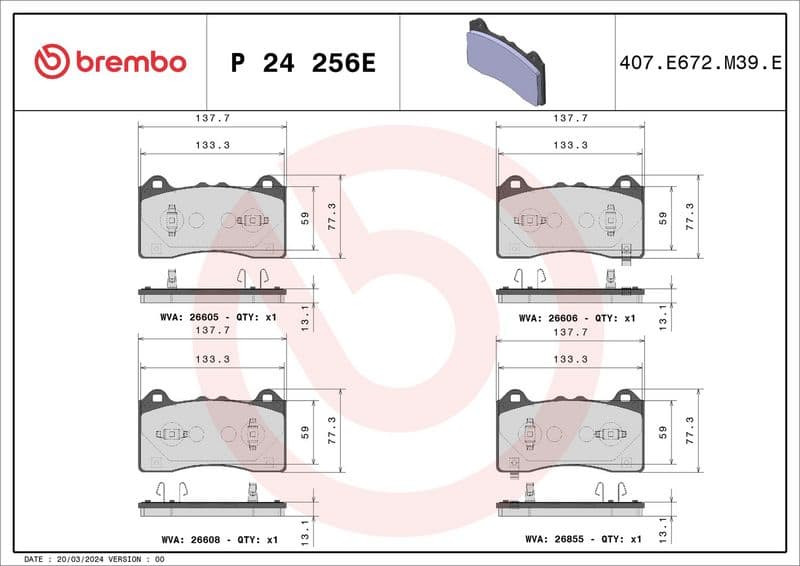 set placute frana,frana disc BREMBO BEYOND LINE - EV P 24 256E