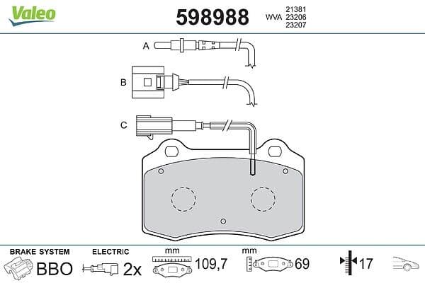 set placute frana,frana disc VALEO 598988