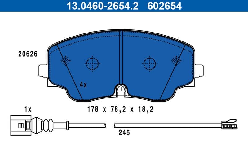 set placute frana,frana disc ATE 13.0460-2654.2