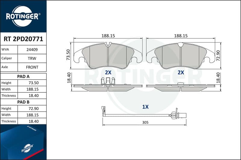 set placute frana,frana disc ROTINGER RT 2PD20771