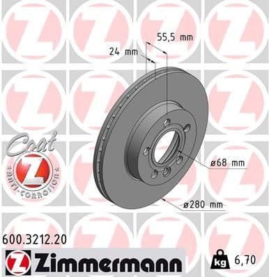Disc frana ZIMMERMANN COAT Z 600.3212.20