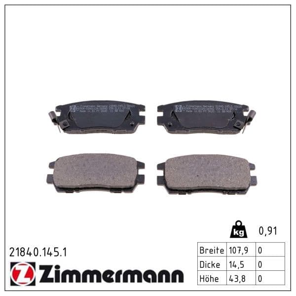 set placute frana,frana disc ZIMMERMANN 21840.145.1