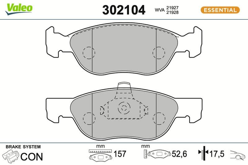 set placute frana,frana disc VALEO ESSENTIAL 302104