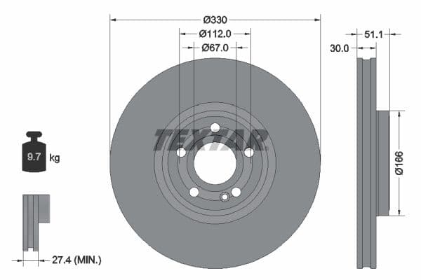 Disc frana TEXTAR PRO+ 92323305