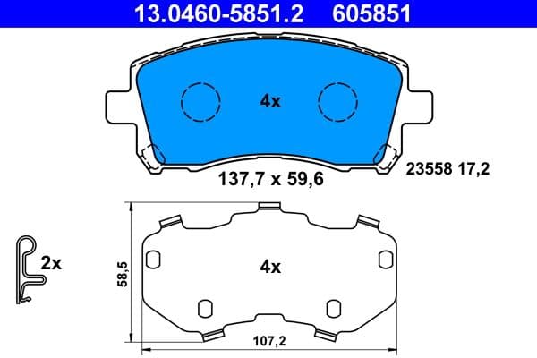 set placute frana,frana disc ATE 13.0460-5851.2