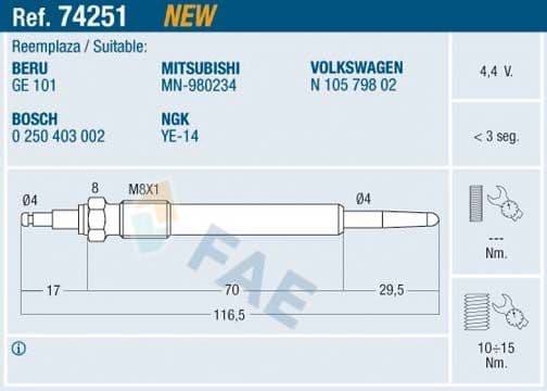 Bujie incandescenta FAE 74251
