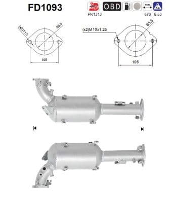 Filtru funingine/particule, sist.de esapament AS-PL FD1093