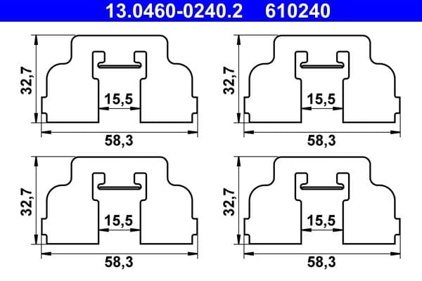 Set accesorii, placute frana ATE 13.0460-0240.2