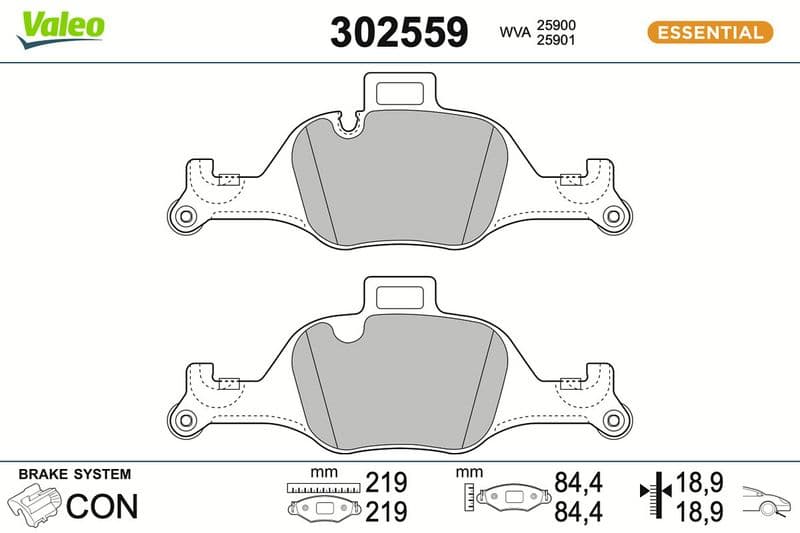 set placute frana,frana disc VALEO ESSENTIAL 302559