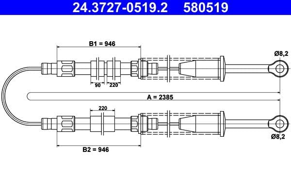 Cablu, frana de parcare ATE 24.3727-0519.2