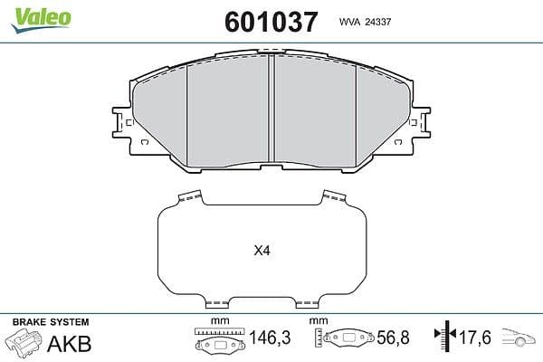 set placute frana,frana disc VALEO 601037
