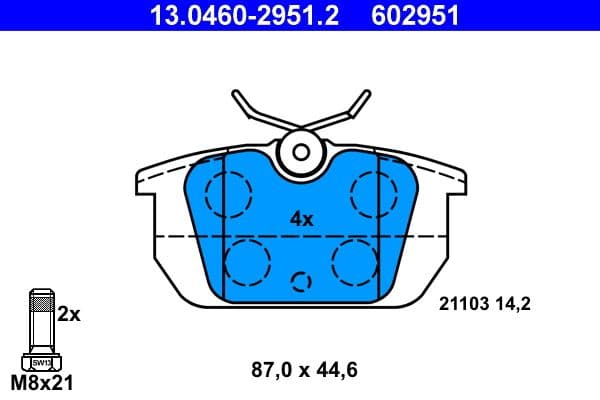 set placute frana,frana disc ATE 13.0460-2951.2