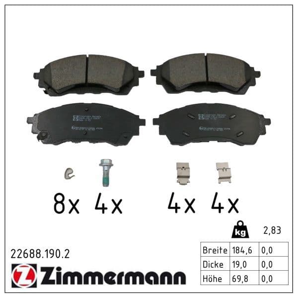 set placute frana,frana disc ZIMMERMANN 22688.190.2