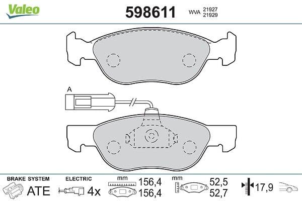 set placute frana,frana disc VALEO 598611