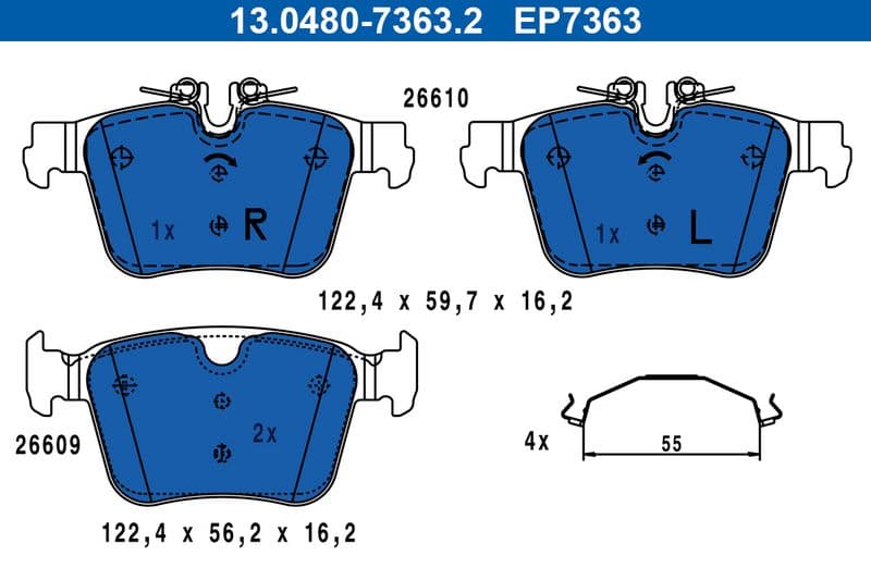 set placute frana,frana disc ATE 13.0480-7363.2