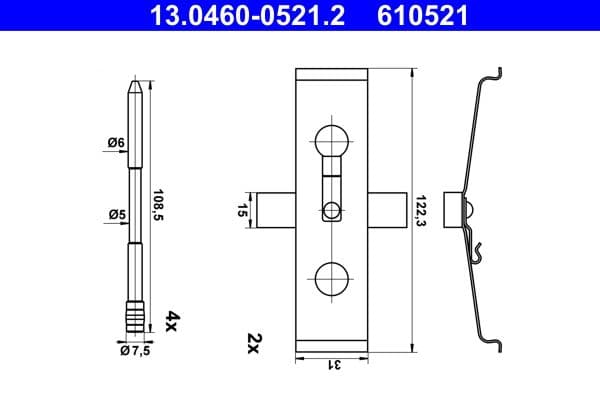Set accesorii, placute frana ATE 13.0460-0521.2