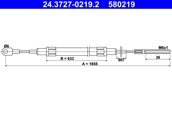 Cablu, frana de parcare ATE 24.3727-0219.2