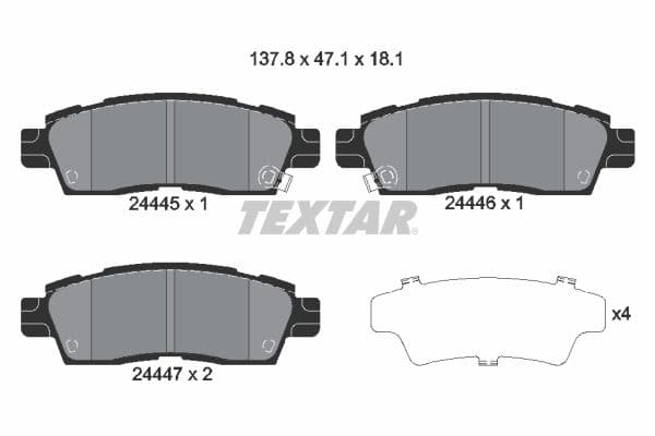 set placute frana,frana disc TEXTAR 2444501