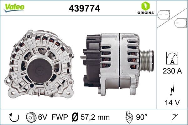 Generator / Alternator VALEO ORIGINS NEW OE TECHNOLOGY 439774