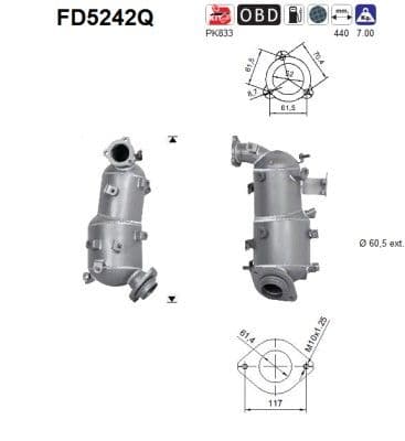 Filtru funingine/particule, sist.de esapament AS-PL FD5242Q
