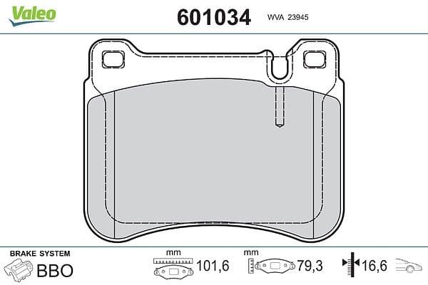 set placute frana,frana disc VALEO 601034