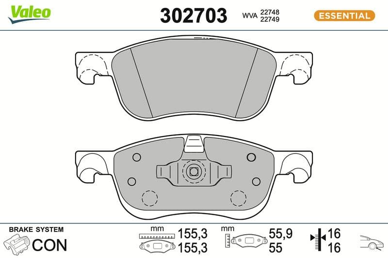 set placute frana,frana disc VALEO 302703