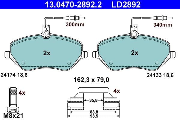 set placute frana,frana disc ATE Ceramic 13.0470-2892.2