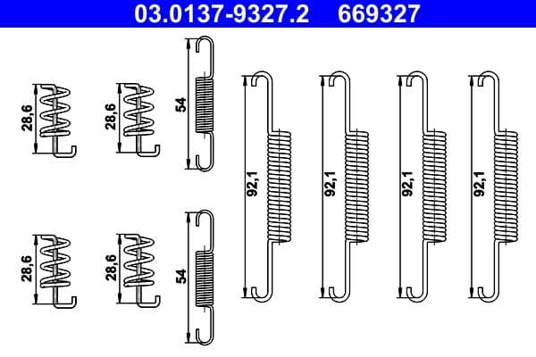 set accesorii, saboti frana parcare ATE 03.0137-9327.2