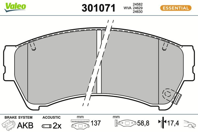 set placute frana,frana disc VALEO ESSENTIAL 301071