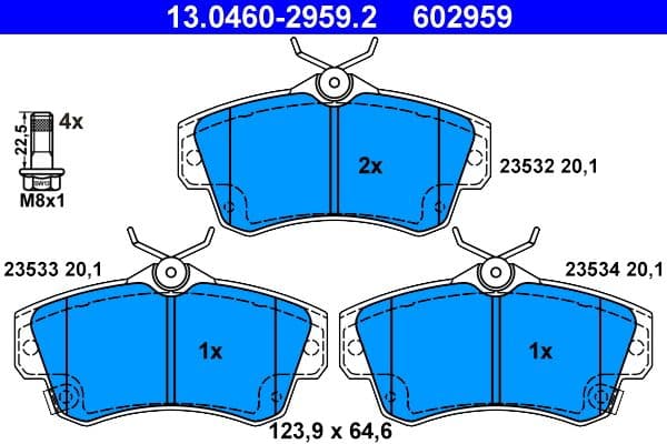 set placute frana,frana disc ATE 13.0460-2959.2