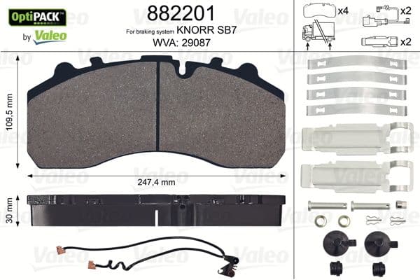 set placute frana,frana disc VALEO 882201