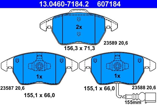 set placute frana,frana disc ATE 13.0460-7184.2