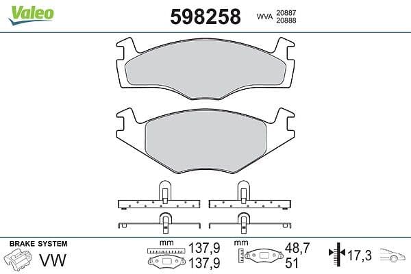 set placute frana,frana disc VALEO 598258