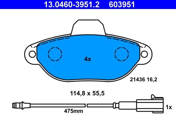 set placute frana,frana disc ATE 13.0460-3951.2