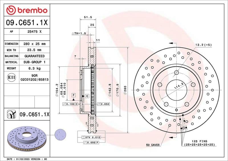Disc frana BREMBO XTRA LINE - Xtra 09.C651.1X