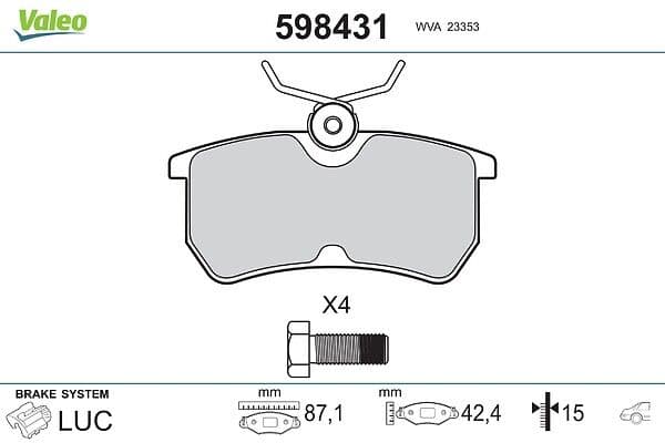set placute frana,frana disc VALEO 598431