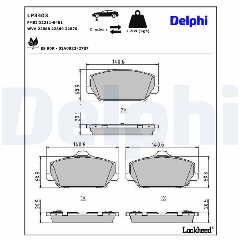set placute frana,frana disc DELPHI LP3403