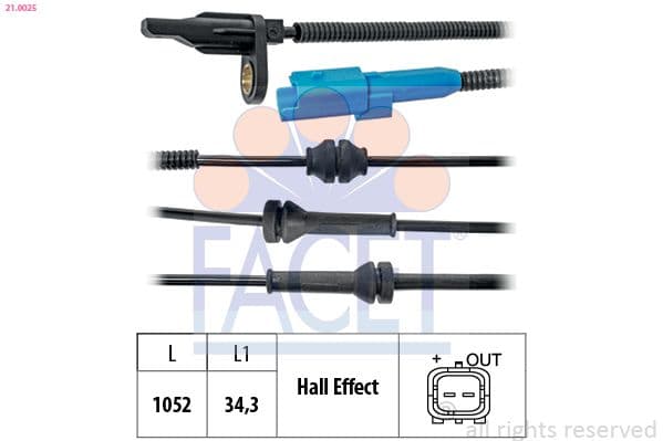 senzor,turatie roata FACET Made in Italy - OE Equivalent 21.0025