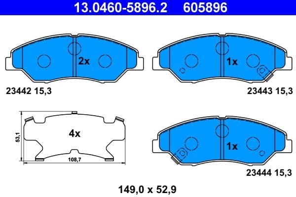 set placute frana,frana disc ATE 13.0460-5896.2