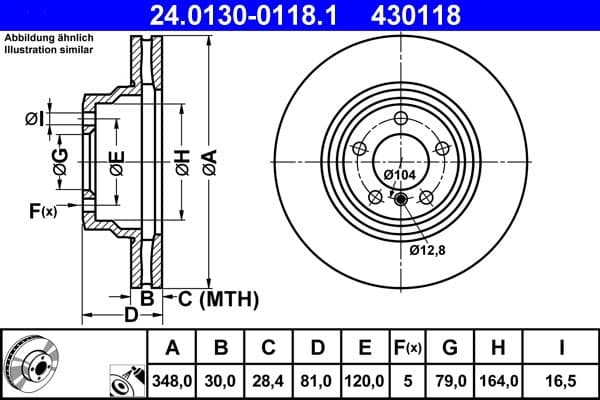 Disc frana ATE 24.0130-0118.1