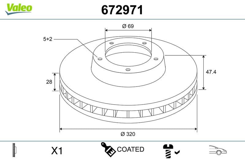 Disc frana VALEO COATED 672971