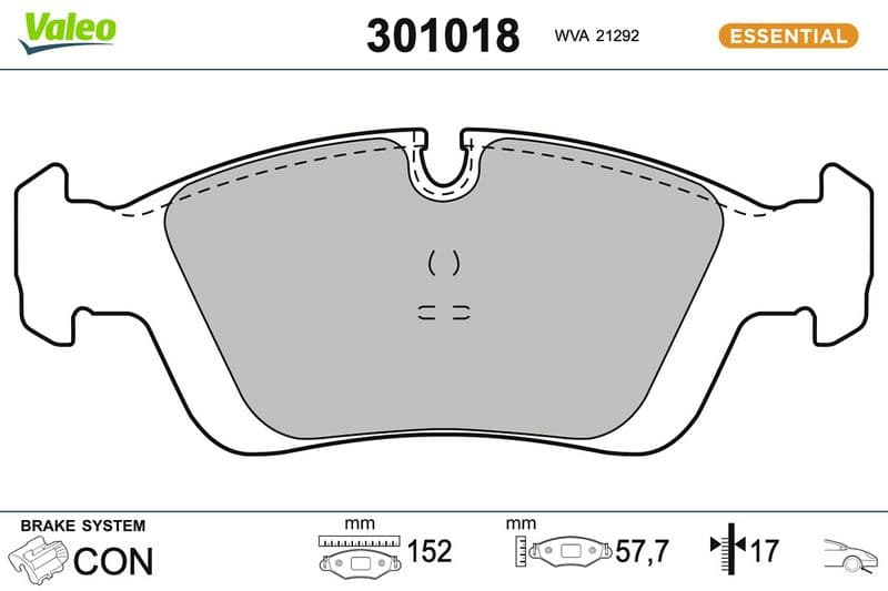 set placute frana,frana disc VALEO ESSENTIAL 301018