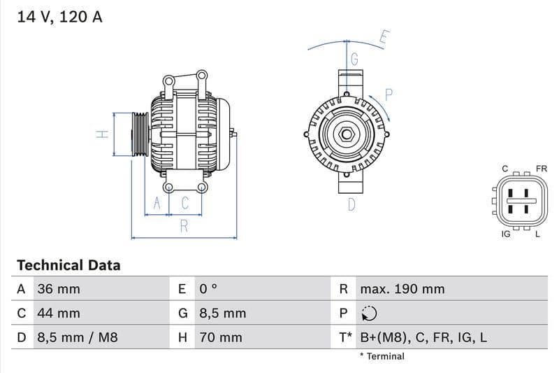 Generator / Alternator BOSCH 0 986 082 050